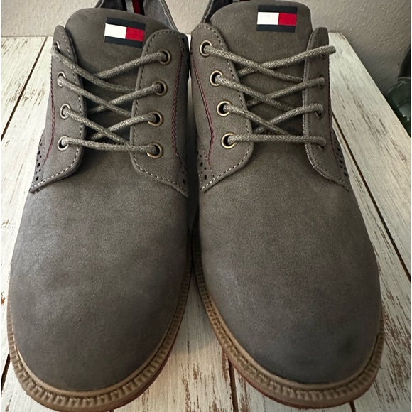 Mens Gray Suede Lace Up Oxford leather Shoes Sz 5